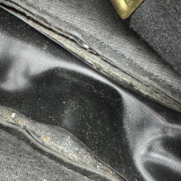 Vintage Purse Black Patent Shoulder Bag Bow Gold Metal Clasp Mid Century Retro - Picture 11 of 15